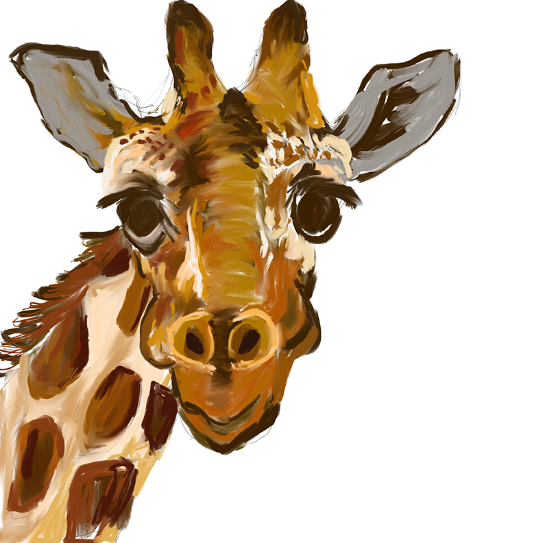 Mr Giraffe Painting created on the iPad in Procreate